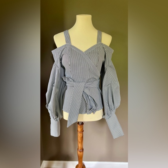 DIS MOI Blue & White Cotton Striped Shirt Size Small - Picture 7 of 10